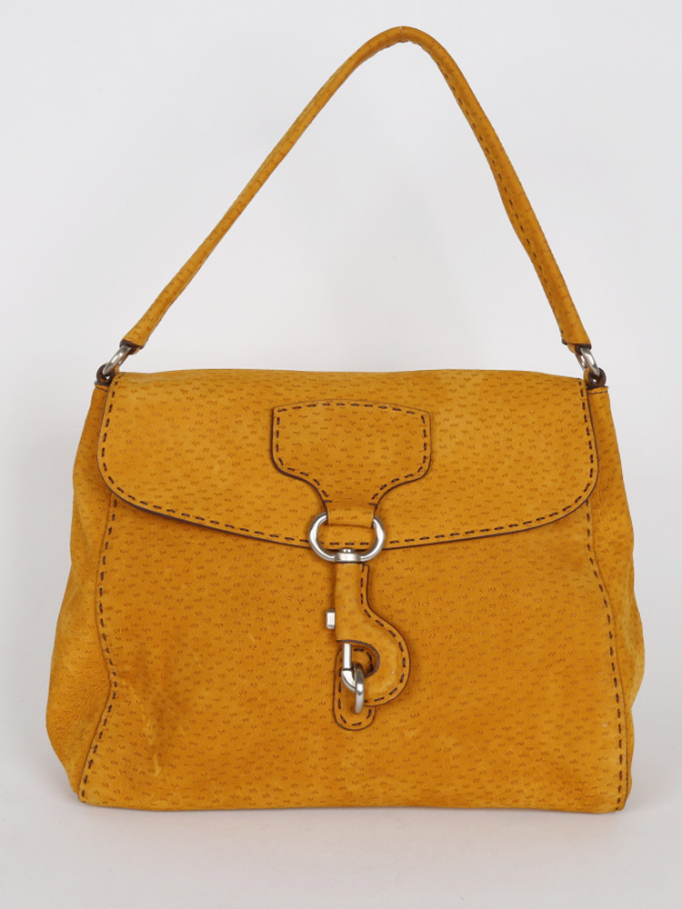 Prada - Mustard Suede Shoulder Bag