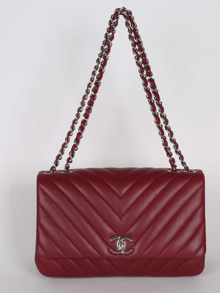 Chanel - Chevron Burgundy Flap Bag
