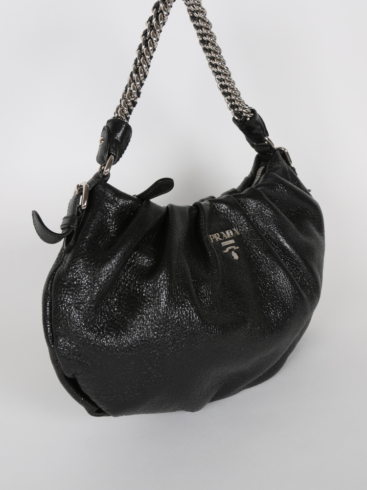 Prada Black Cervo Lux Chain Shoulder Bag BL0434 - Yoogi's Closet