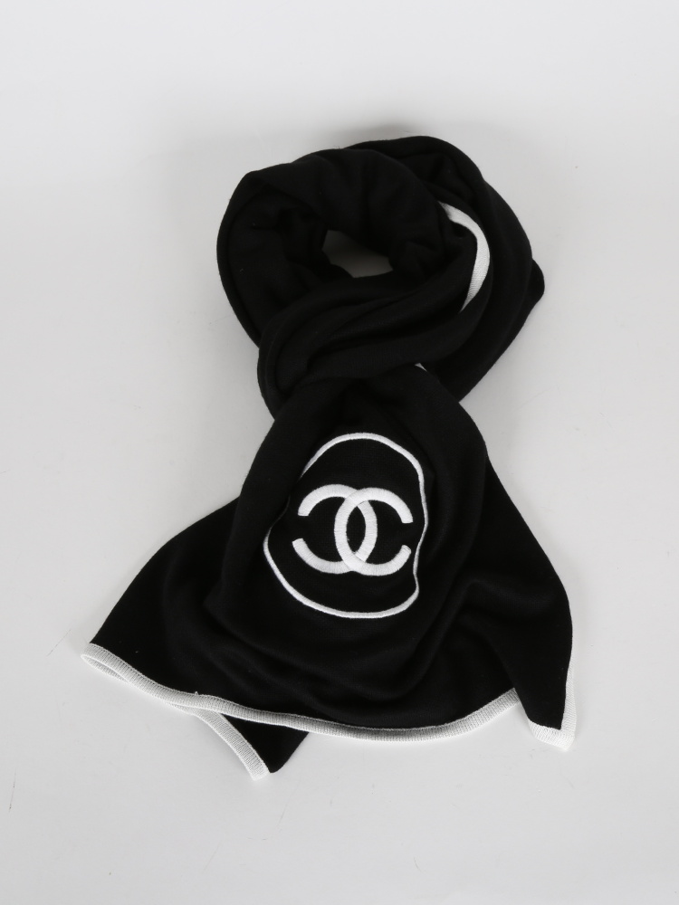 Chanel Cashmere Scarf - 52 For Sale on 1stDibs  chanel cashmere scarf black  white cc, cashmere scarf chanel, chanel muffler price