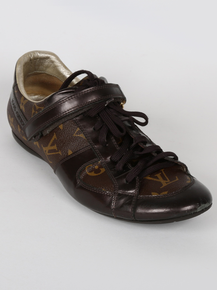 Louis Vuitton Monogram Canvas and Suede Globe Trotter Sneakers Size 4.5/35