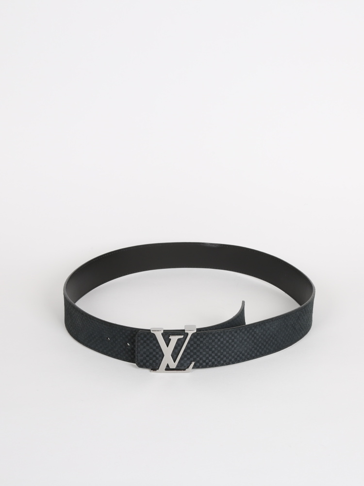 Louis Vuitton Belt Initiales Damier Mini Moka in Suede/Calfskin