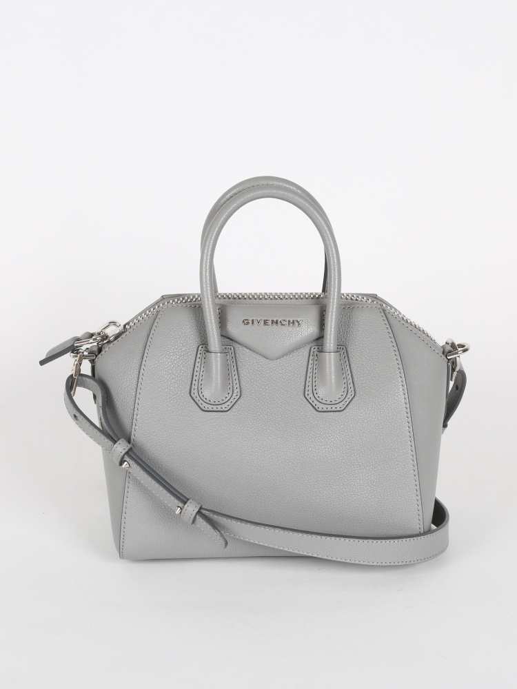 Givenchy Mini Antigona Pearl Grey Bag in Grained Leather