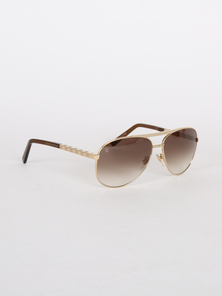 Louis Vuitton 2049U LV First Pilot Sunglasses , Gold, One Size
