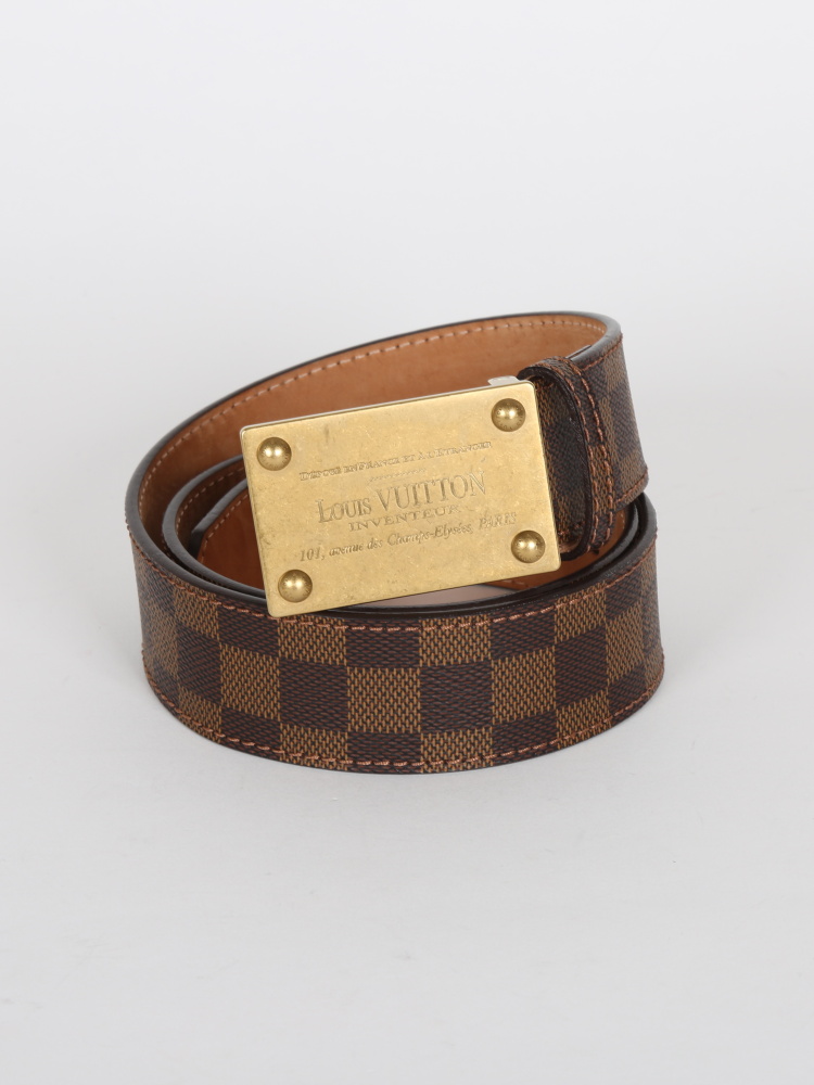 Louis Vuitton Vintage - Damier Ebene Inventeur Belt - Brown Gold - Leather  Belt - Luxury High Quality - Avvenice