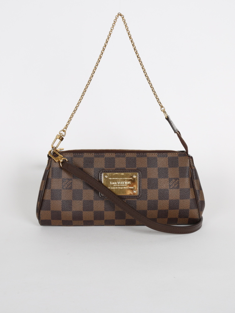 Louis Vuitton Eva Clutch Damier Ebene Canvas with Shoulder Strap