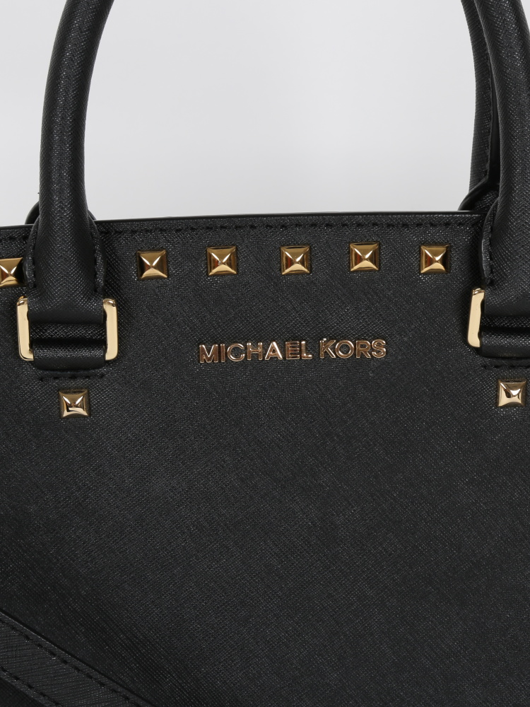 Michael Kors - Selma Large Saffiano Studded Leather Black | www 