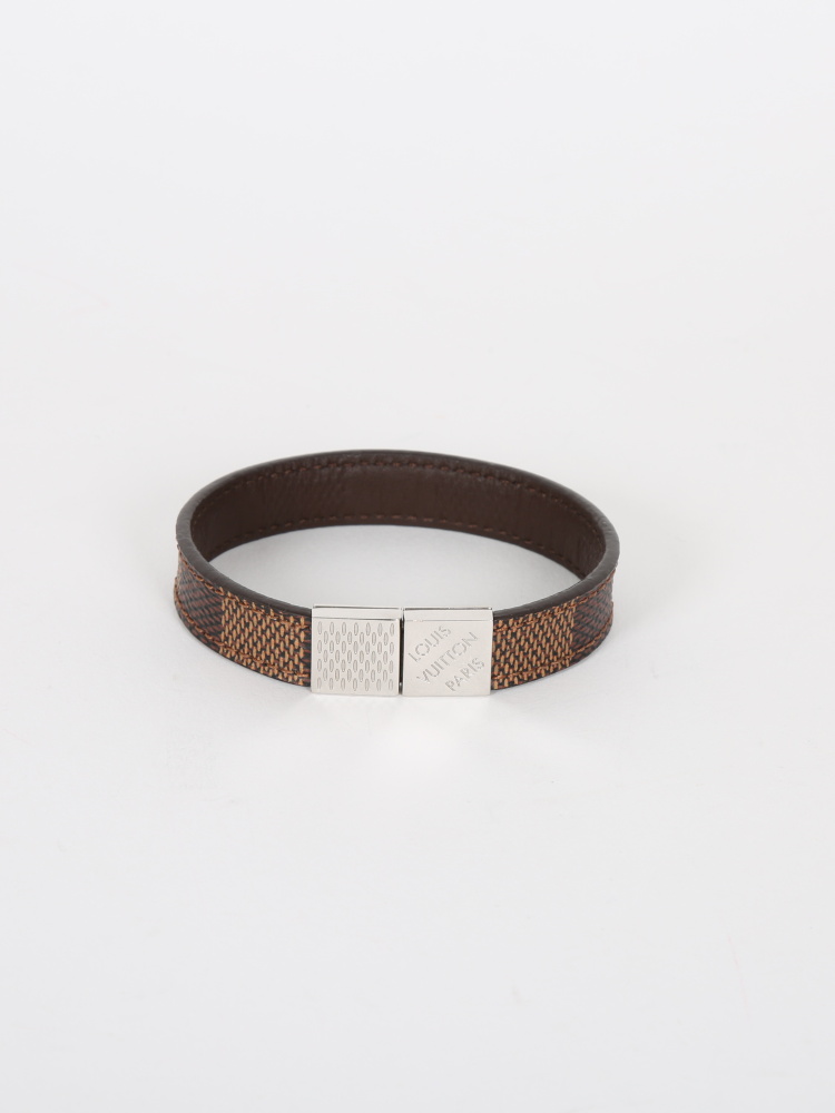 LOUIS VUITTON Brown Damier Ebene Sign It Men's Bracelet