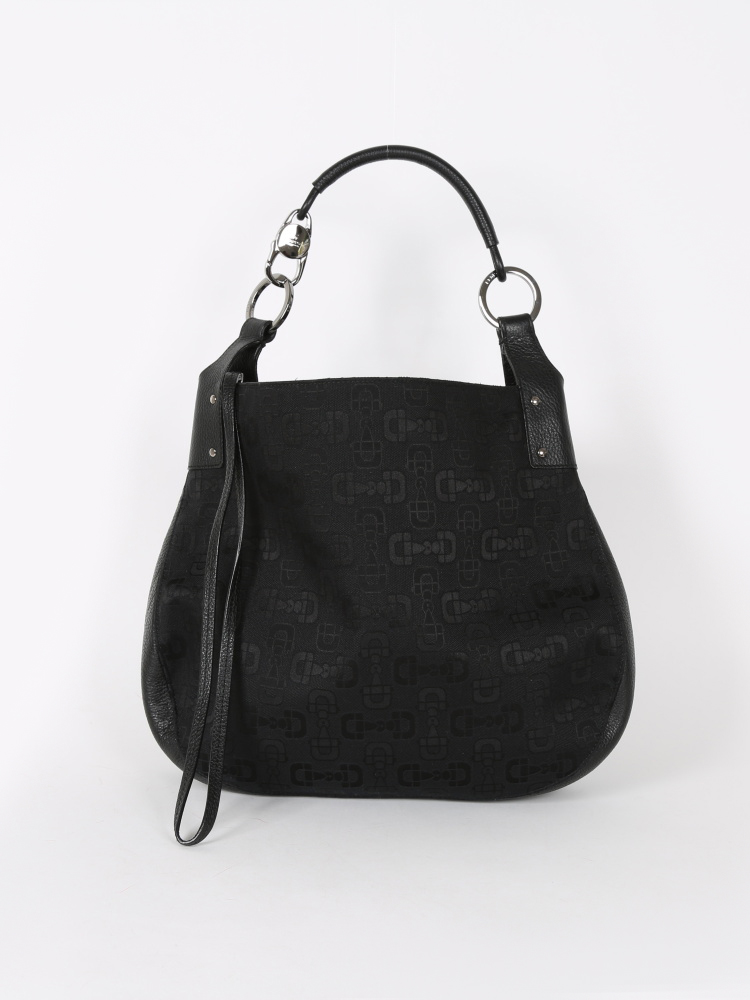 Gucci Italian Designer Black Canvas Hobo Bag Purse Auction