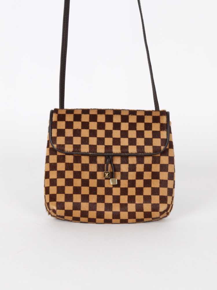 Authentic LOUIS VUITTON Gazelle Damier Sauvage Pony Hair Purse Handbag  Accessory