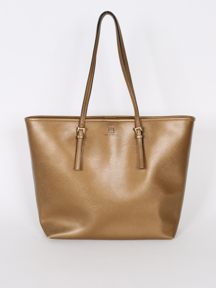 Coccinelle - Gold Saffiano Leather Shoulder Tote