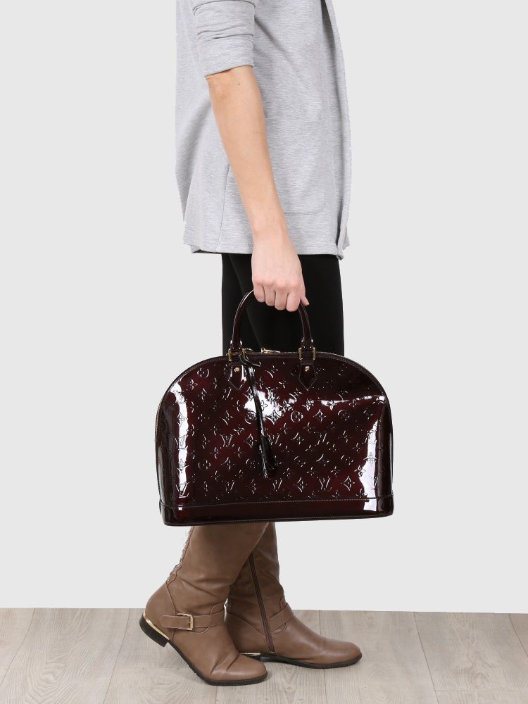 Drooling over this Louis Vuitton Amarante Vernis Leather Alma GM