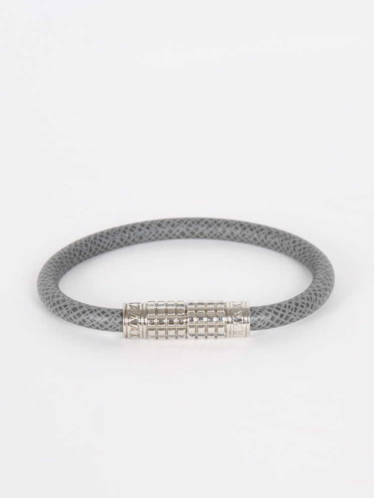 Louis Vuitton Grey Taiga Leather Digit Bracelet - Yoogi's Closet
