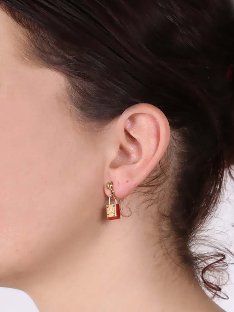 Louis Vuitton - Gold Padlock Earrings