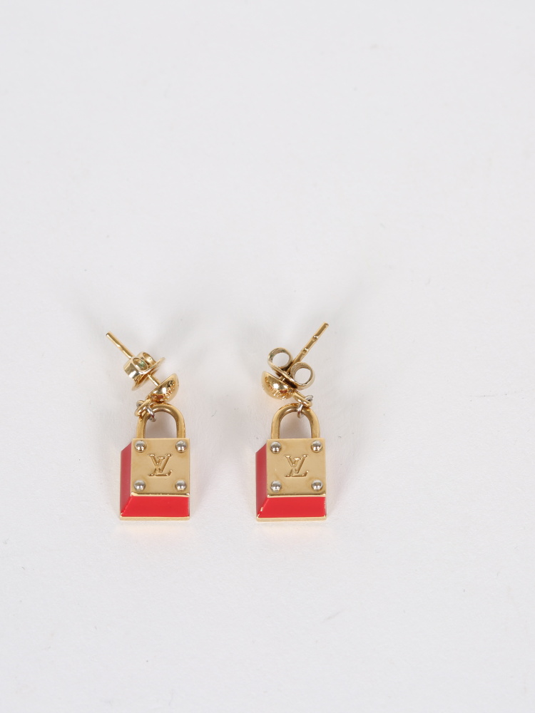 Louis Vuitton - Gold Padlock Earrings