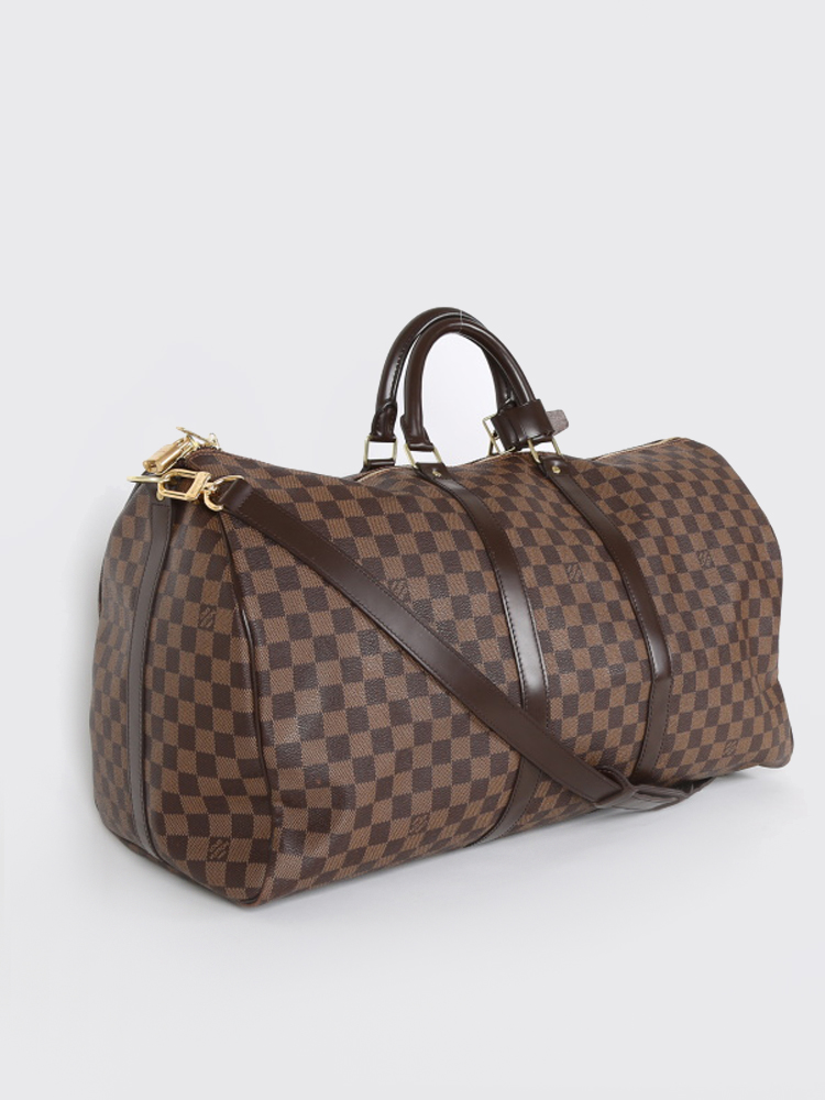 Louis Vuitton Keepall 55 Damier Ebene Canvas with Strap www.luxurybags.eu