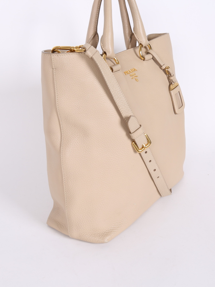 Prada Vitello Daino Shopping/Shoulder bag, Baltico – Sunset Boutique