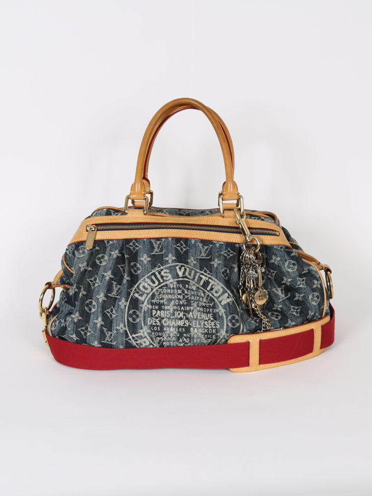 Louis Vuitton Monogram Denim Cruise Cabas Raye GM Satchel Handbag