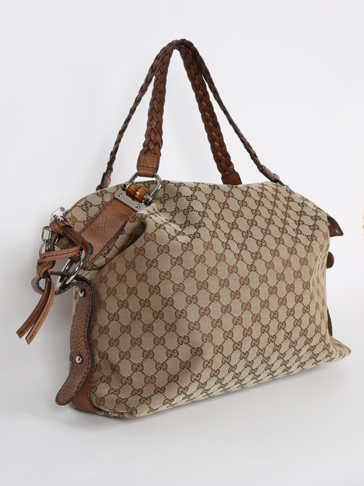 Gucci Bamboo Bar GG Canvas Large Shoulder Bag www.luxurybags.eu