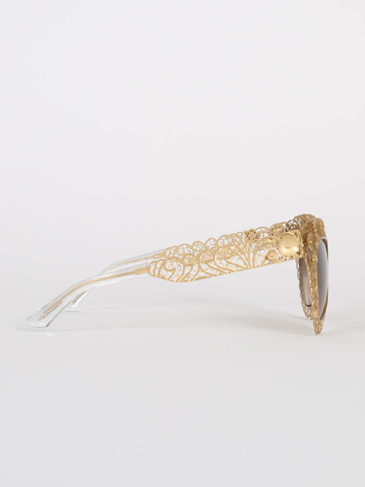 Dolce & Gabbana - Gold Floral Filigree Cat Eye Sunglasses | www 