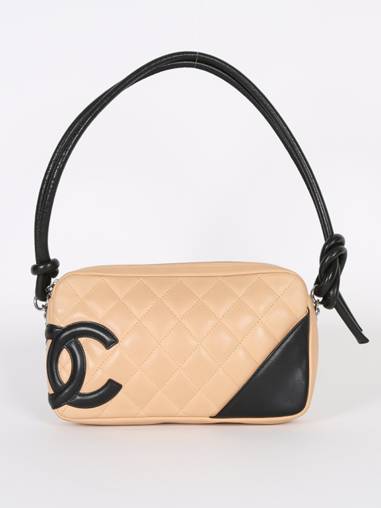 Beige Quilted Calfskin Cambon Ligne Pochette