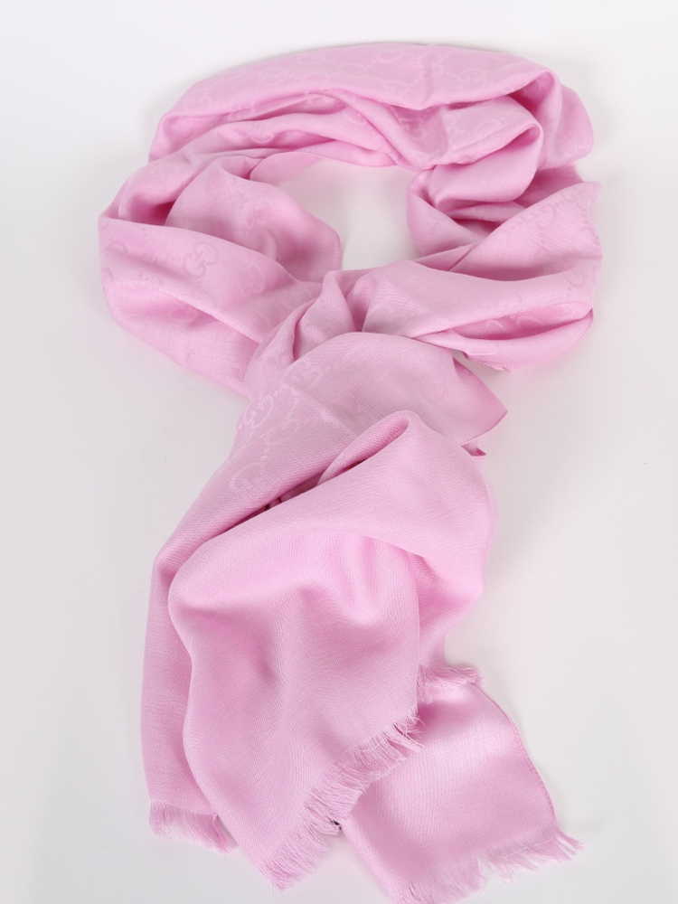 Gucci - Silk and Wool GG Baby Pink Scarf 