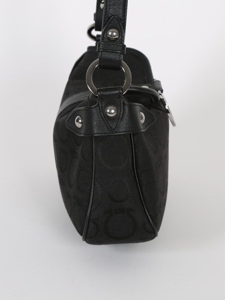Salvatore Ferragamo - Black Canvas Small Shoulder Bag | www 