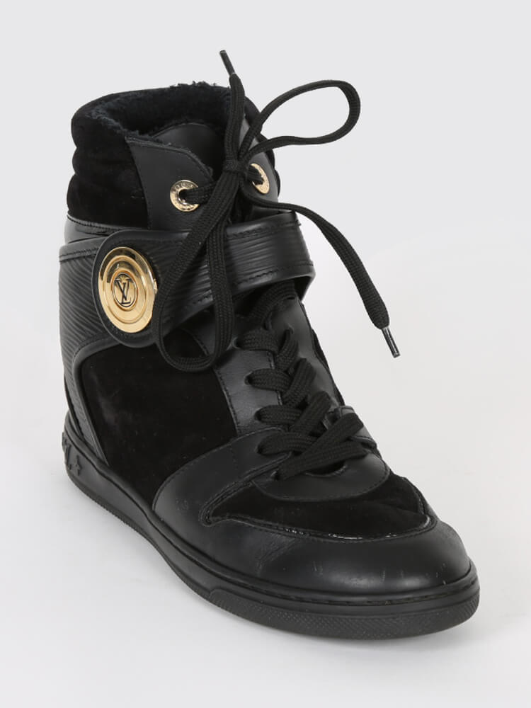 Louis Vuitton - Postmark Epi Leather High Top Wedge Sneakers Noir 38