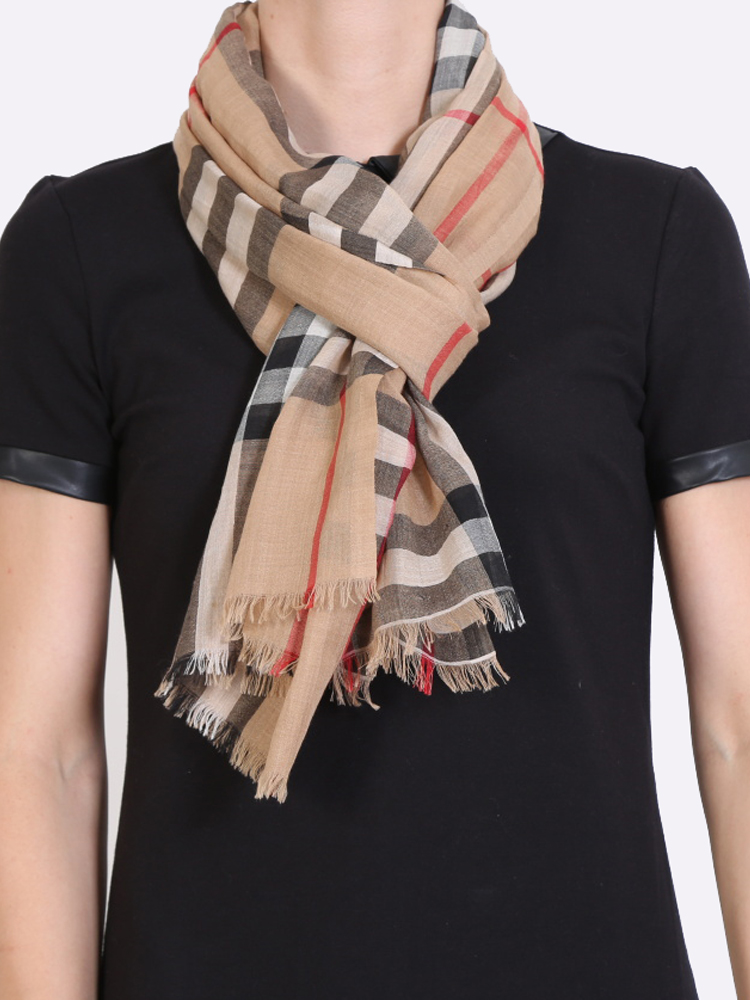 Burberry Check Wool Silk Scarf