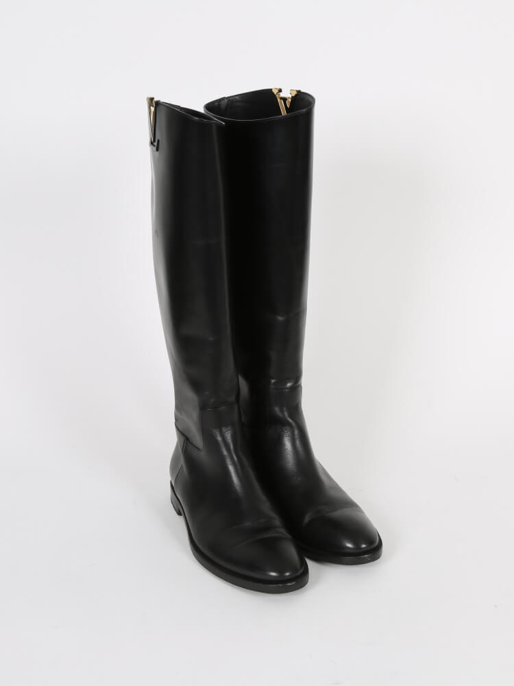 Héritage leather riding boots Louis Vuitton Black size 37 EU in