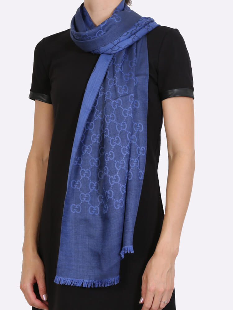 Gucci blue silk scarf outlet