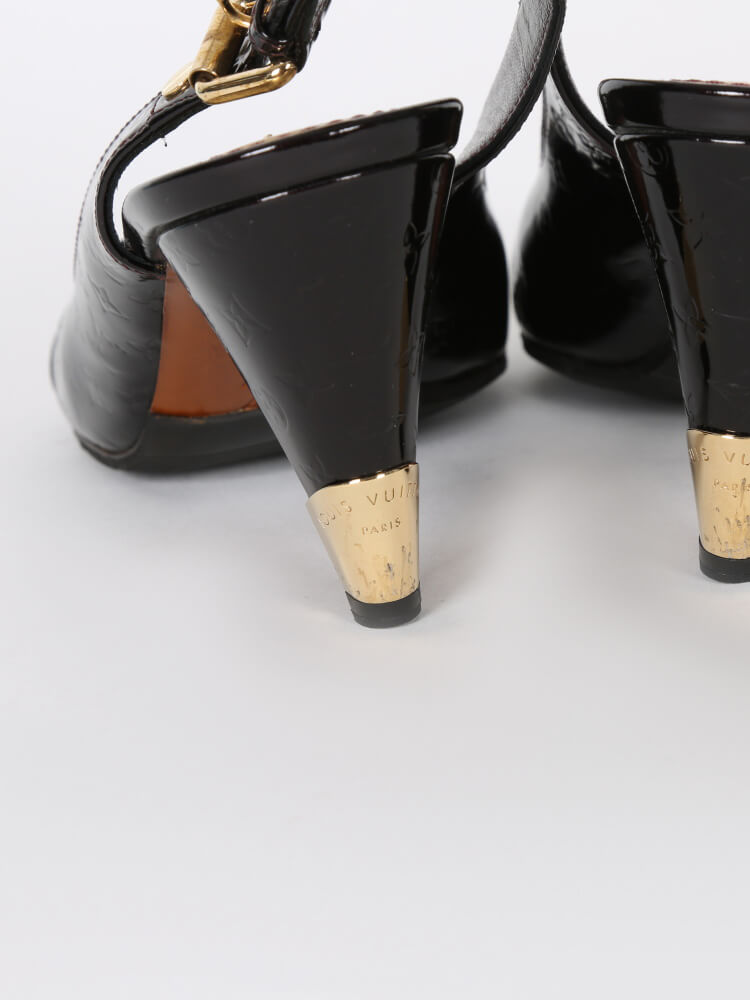Louis Vuitton - No Doubt! Monogram Vernis Leather Sandals Amarante 40