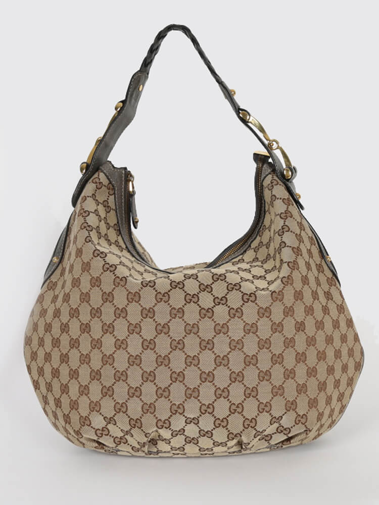 Gucci - Pelham GG Canvas Grey Leather Shoulder Bag 