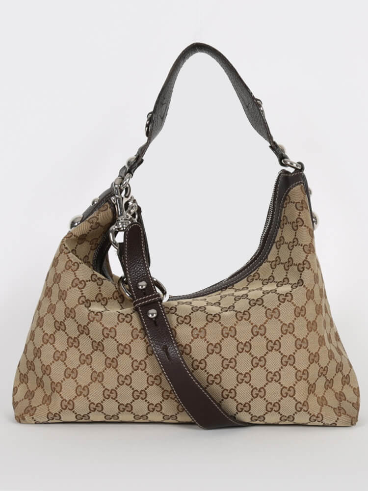 Gucci Hobo Bag Sale, Gold GG Bit Canvas Satchel