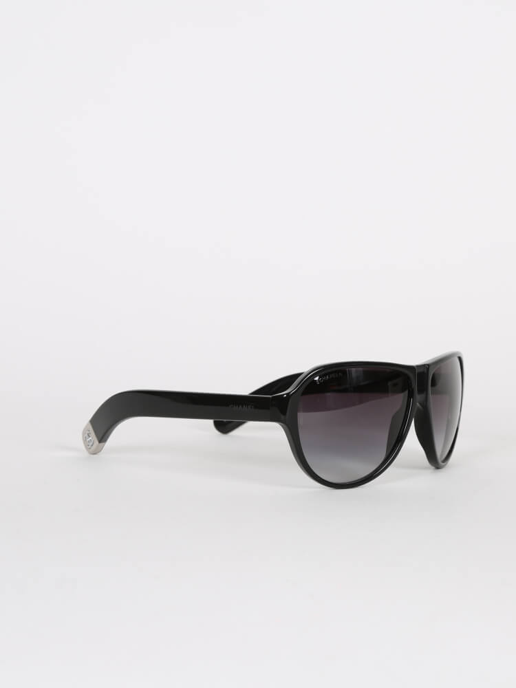 Chanel - Havana Aviator Black Plastic Sunglasses