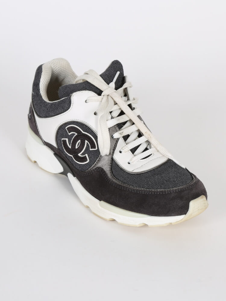 Chanel 36 Suede Calfskin Embroidered CC Cruise Trainer Bubble 29cz810s