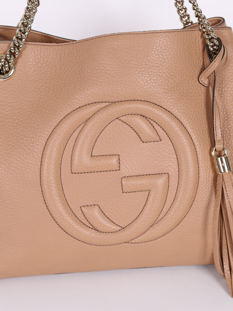 Gucci Soho Leather Shoulder Bag Beige www.luxurybags.eu
