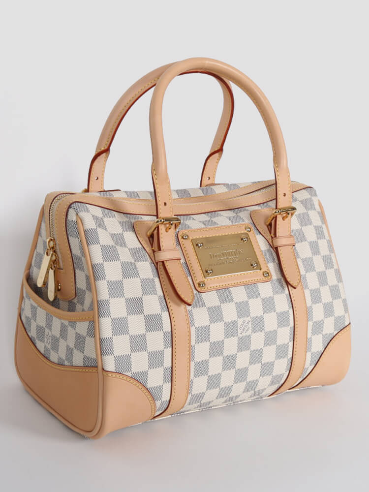 Louis Vuitton Berkeley handbag in azur damier canvas and natural