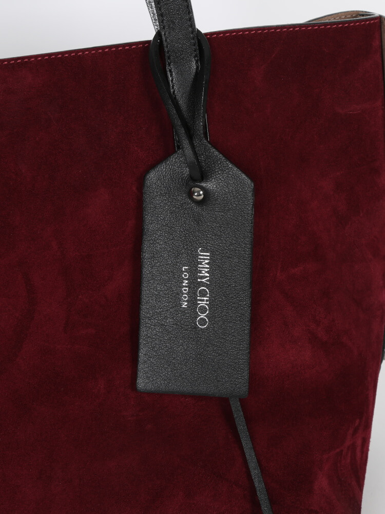 Jimmy Choo - Twist East West Suede Leather Burgundy Tote