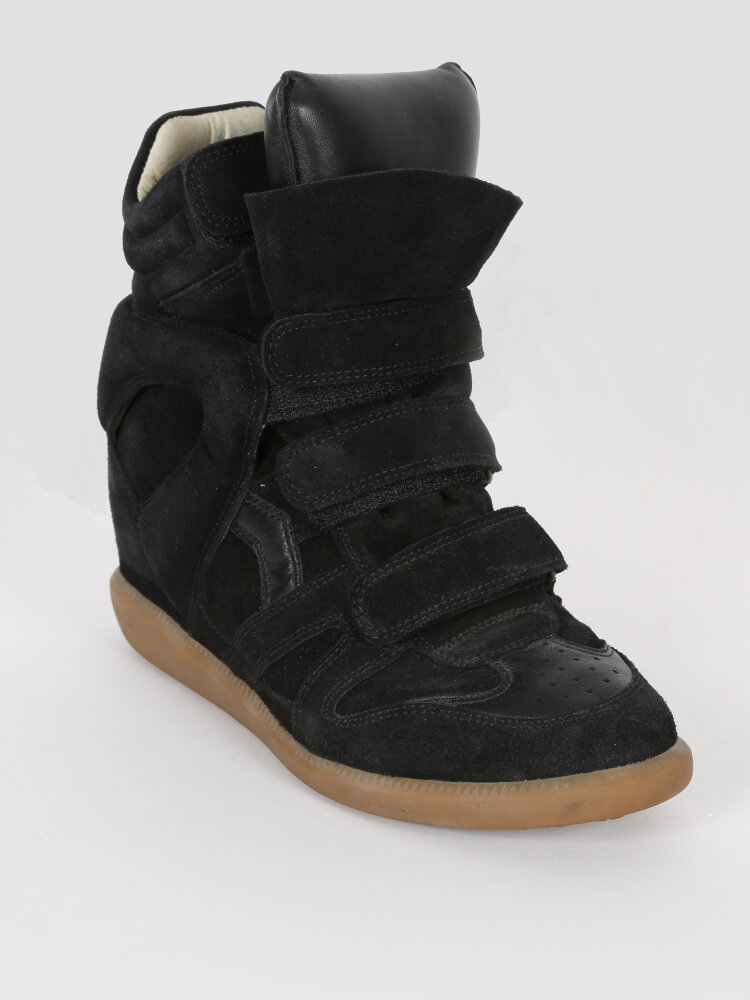 Isabel - Bekett Suede Wedge Sneakers Black 41 | www.luxurybags.eu