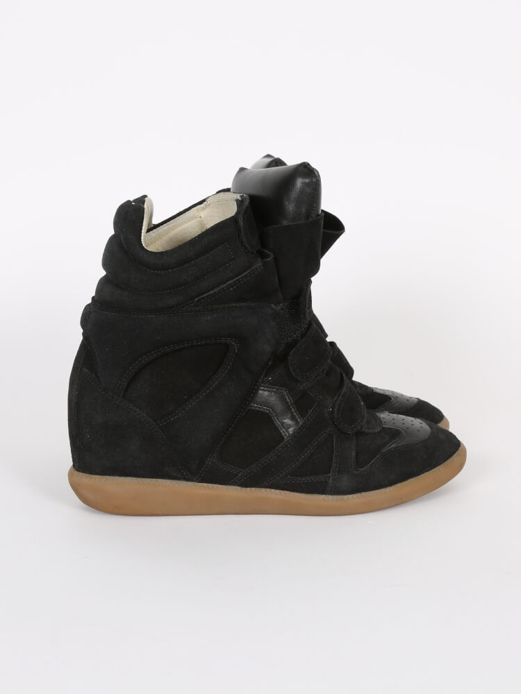 Isabel - Bekett Suede Wedge Sneakers Black 41 | www.luxurybags.eu