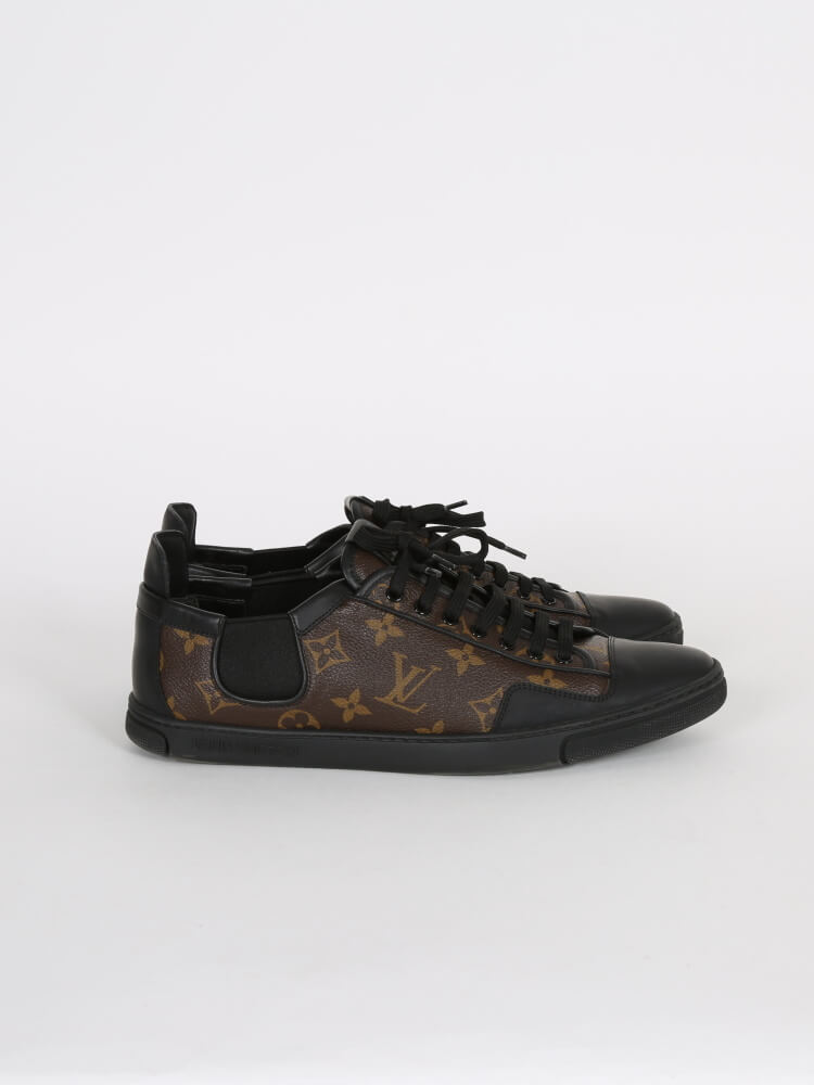 LOUIS VUITTON SLALOM Low Top Sneaker Black And Brown Monogram Leather Size  9.5 $400.00 - PicClick