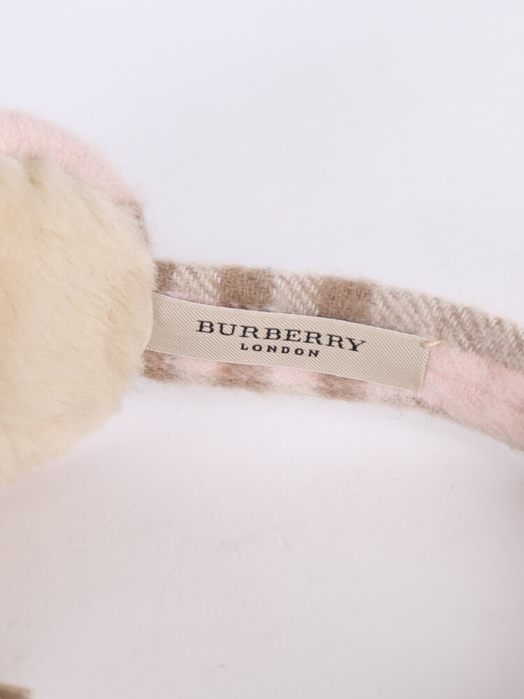 Burberry - Light Pink Check Cashmere Earmuffs 