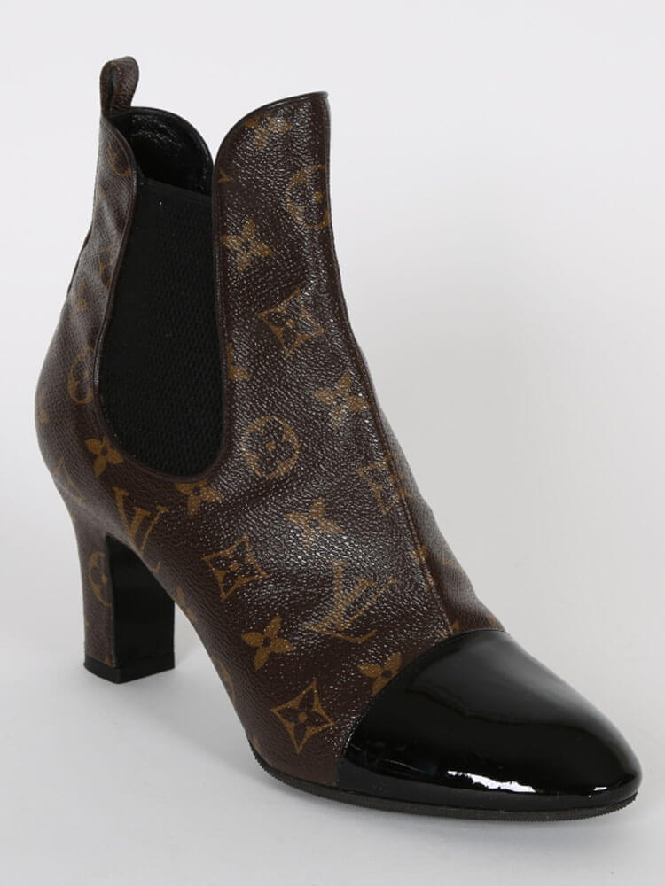 Louis Vuitton Black/Brown Monogram Canvas and Leather Laureate Ankle Boots  Size 39 Louis Vuitton