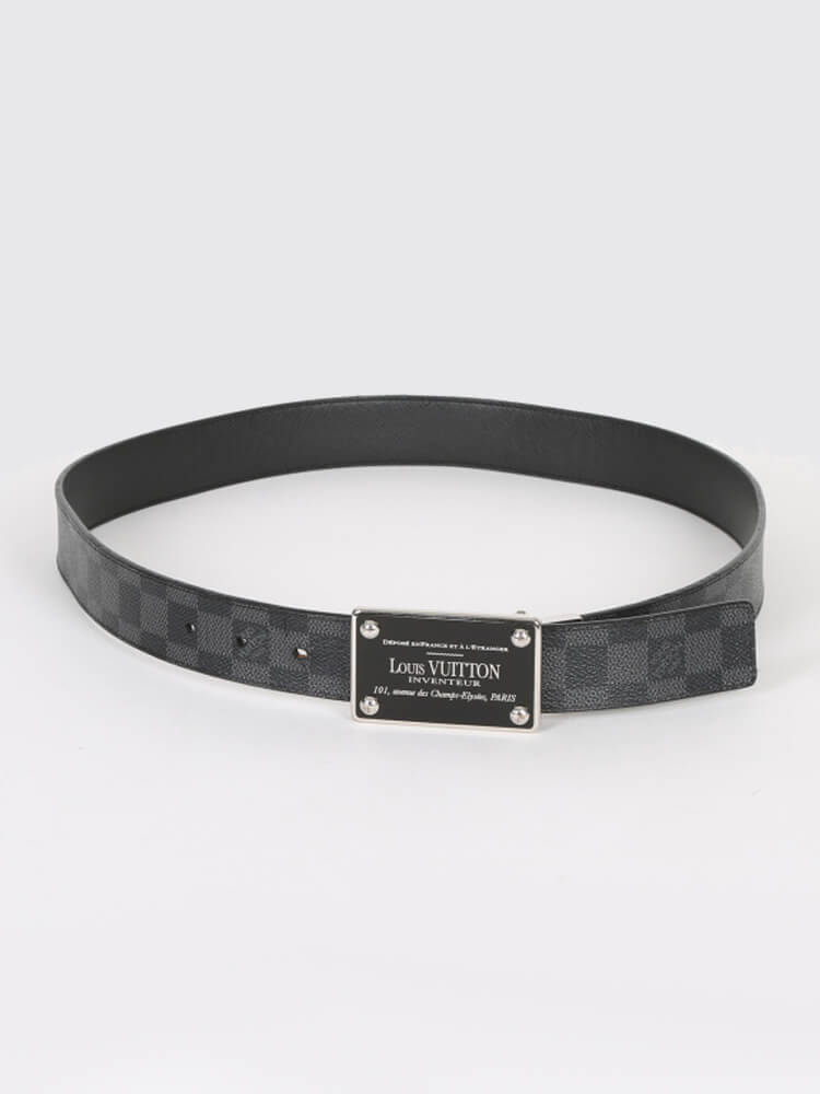 Louis Vuitton Belt Inventeur Damier Graphite Black/Grey in Canvas with  Silver-Tone - US
