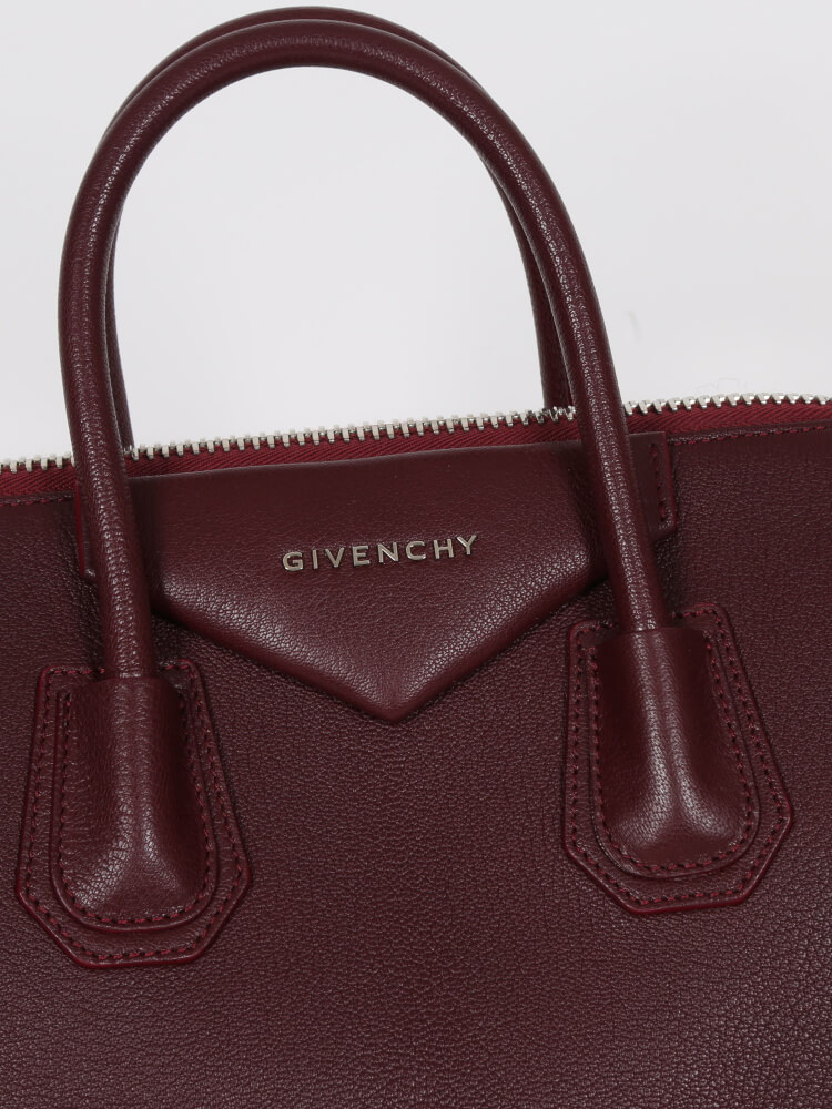 Givenchy Antigona Small Aubergine Leather Shoulder Bag Burgundy