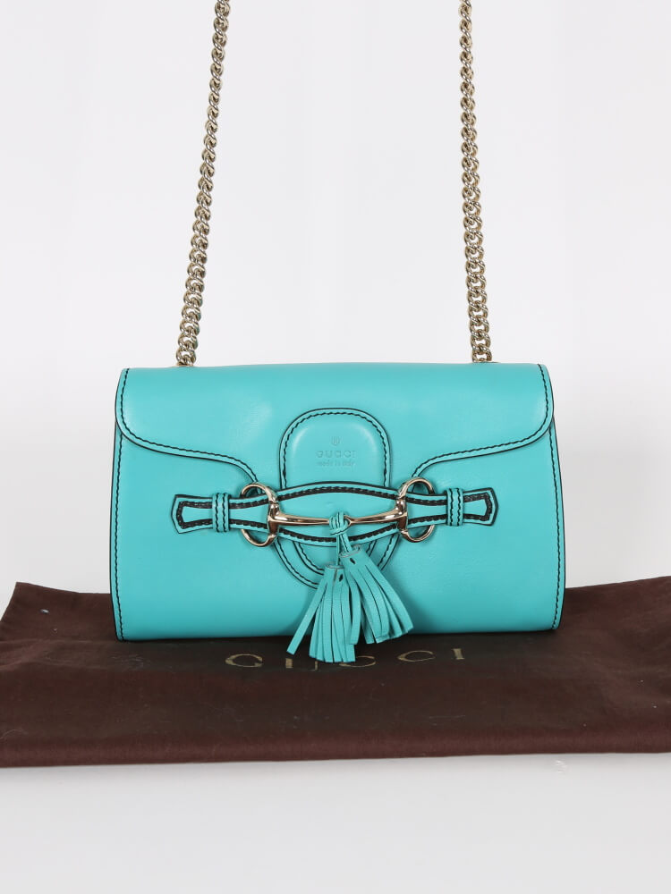 Venlighed Zoom ind paperback Gucci - Emily Horsebit Shoulder Bag with Tassels Turquoise |  www.luxurybags.eu