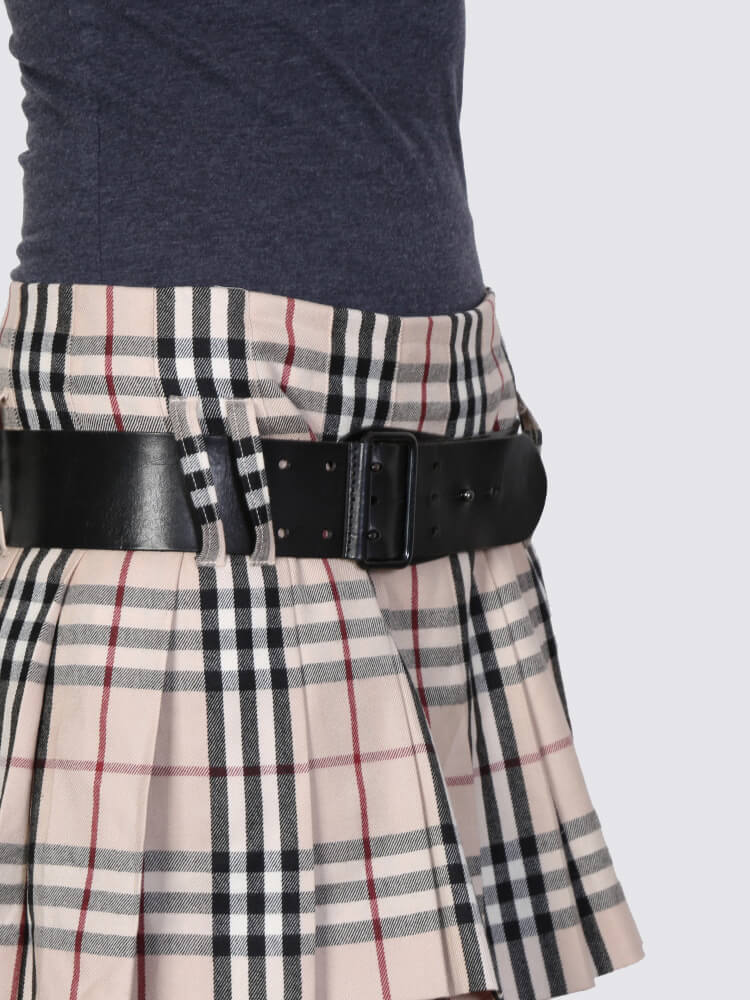 Burberry Check Wool Black Belt Skirt 34 www.luxurybags.eu