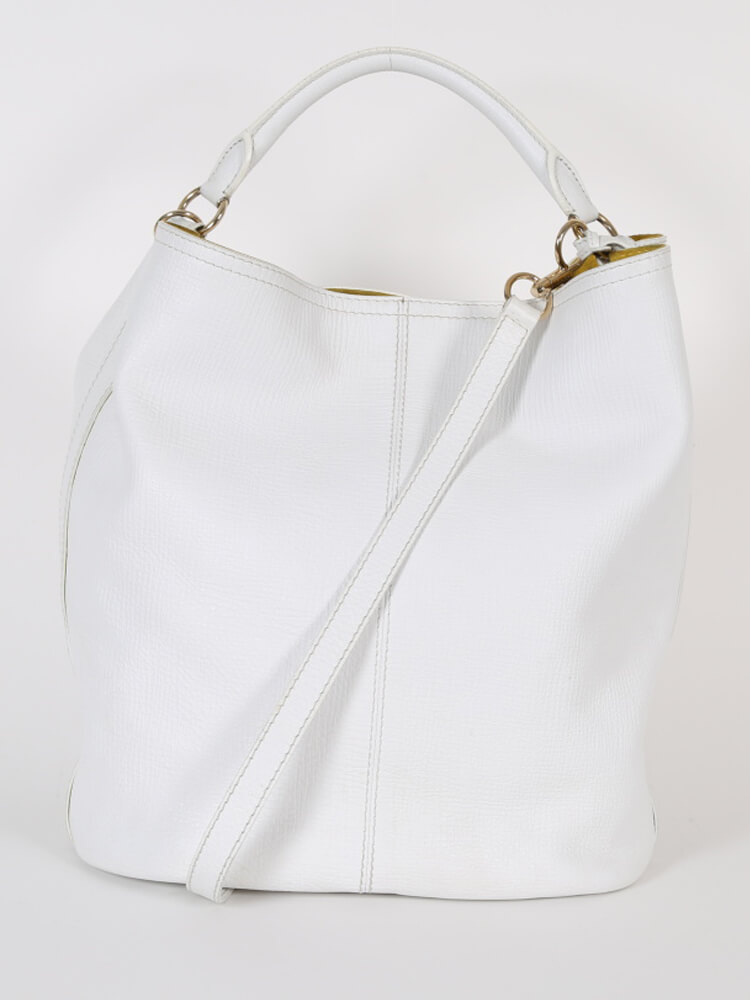 Max Mara - White Leather Hobo Bag with Strap | www.luxurybags.eu
