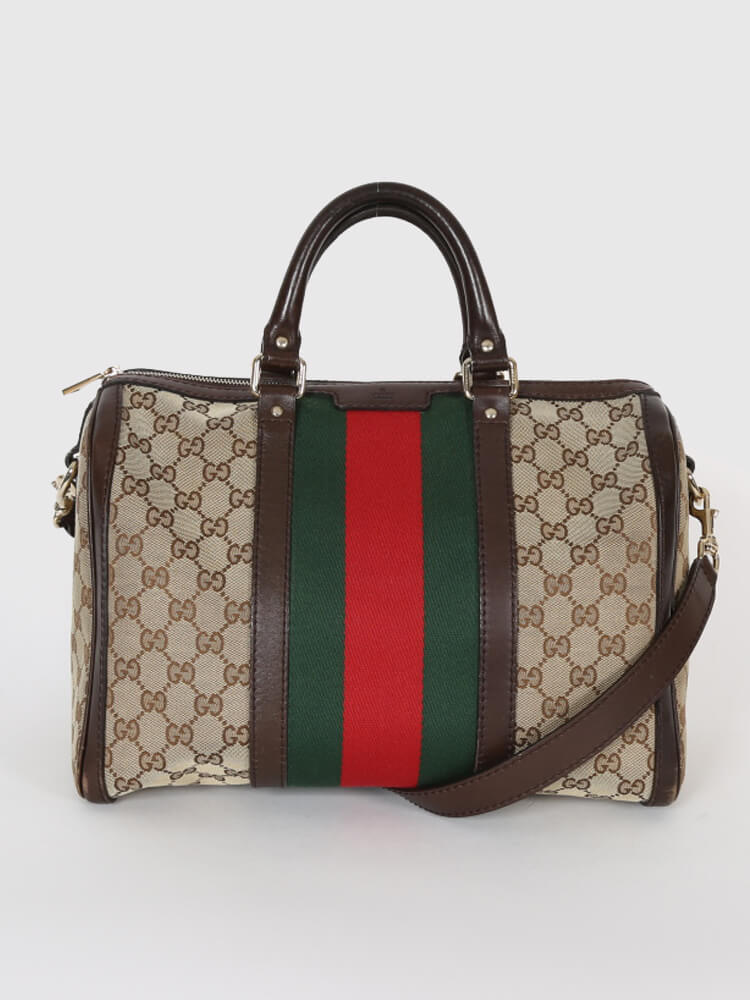 Gucci Vintage Web Original GG Boston Bag in Good Condition (247205)